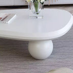Modern Curved Triangular Coffee Table with 3 Ball Legs, High-Quality Accent Center Table for Living Room or Small Spaces
