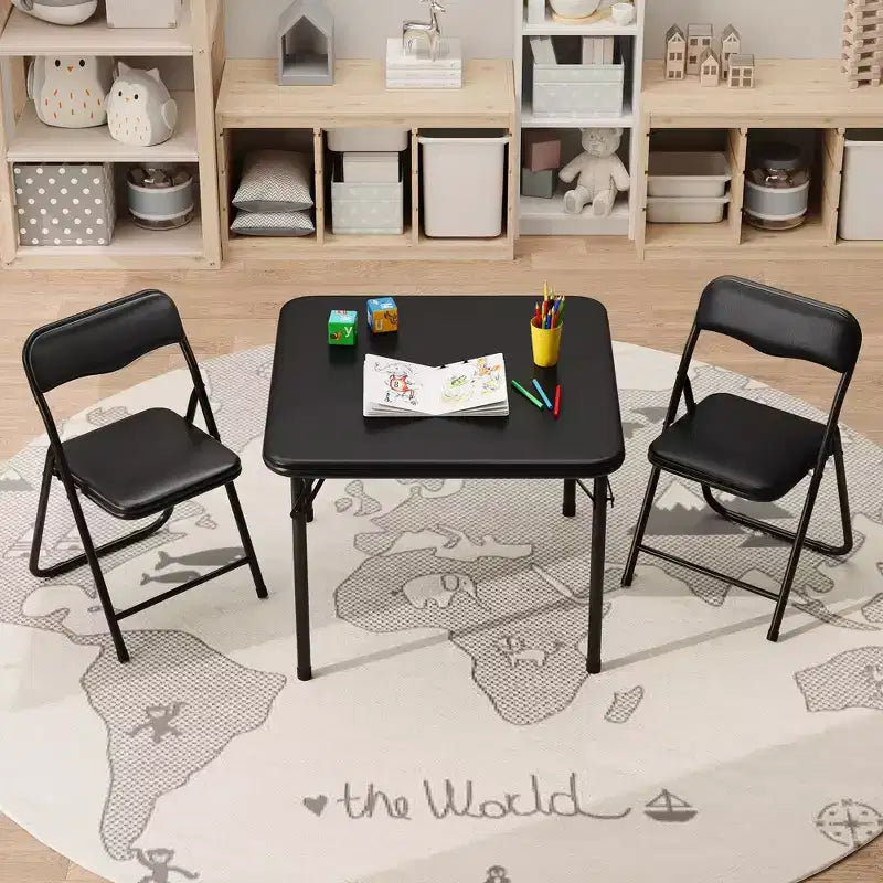 Table pliante et 2 chaises avec revêtement en PU - Parfait pour manger, lire et jouer