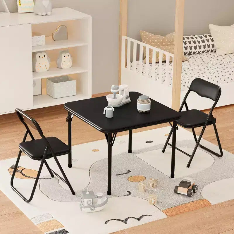 Table pliante et 2 chaises avec revêtement en PU - Parfait pour manger, lire et jouer