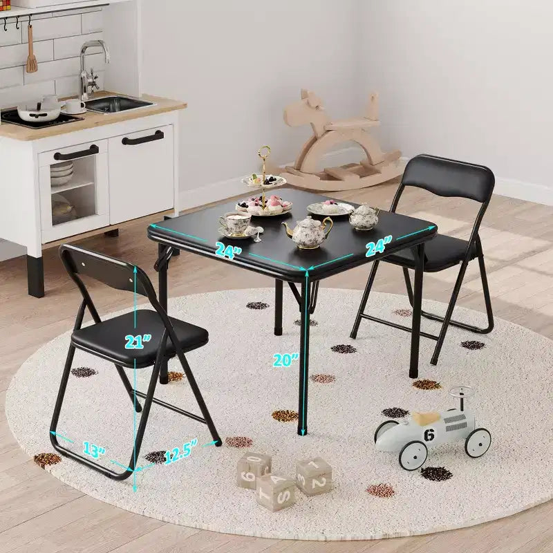 Table pliante et 2 chaises avec revêtement en PU - Parfait pour manger, lire et jouer