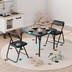Table pliante et 2 chaises avec revêtement en PU - Parfait pour manger, lire et jouer