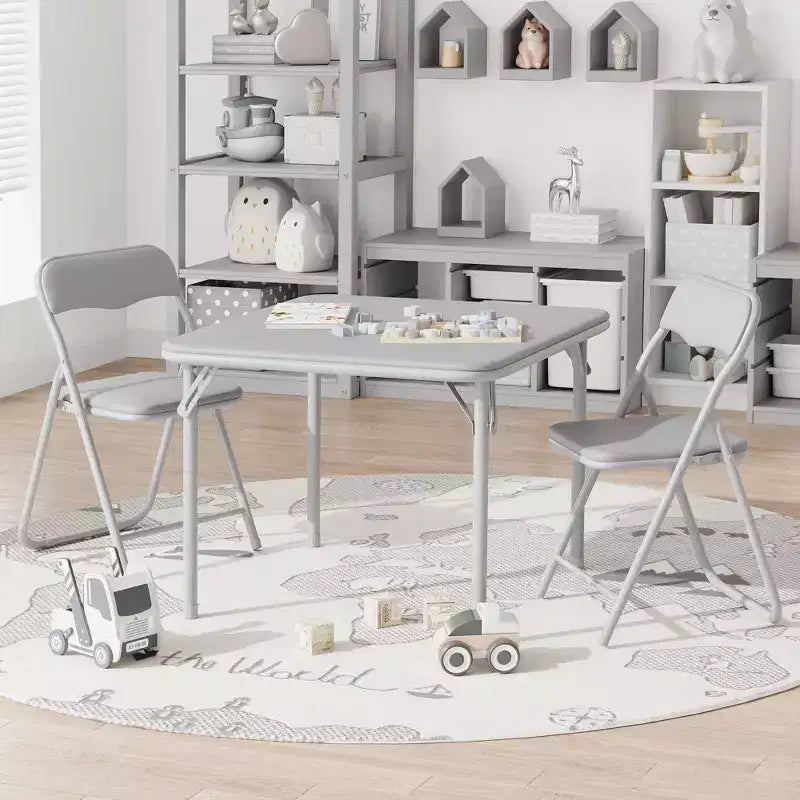 Table pliante et 2 chaises avec revêtement en PU - Parfait pour manger, lire et jouer