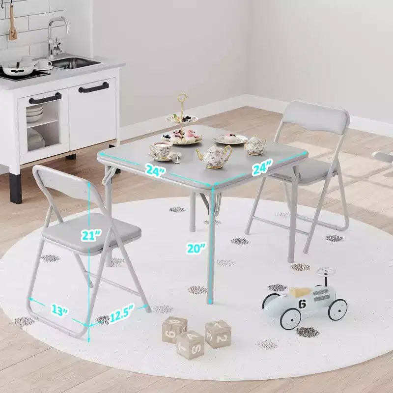 Table pliante et 2 chaises avec revêtement en PU - Parfait pour manger, lire et jouer