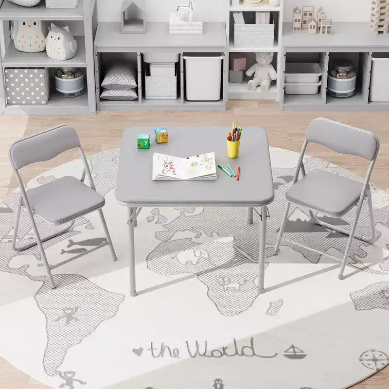 Table pliante et 2 chaises avec revêtement en PU - Parfait pour manger, lire et jouer