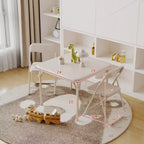 Table pliante et 2 chaises avec revêtement en PU - Parfait pour manger, lire et jouer