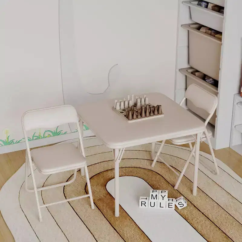 Table pliante et 2 chaises avec revêtement en PU - Parfait pour manger, lire et jouer