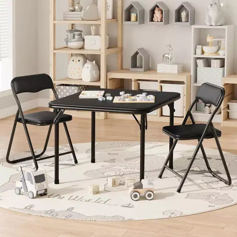 Table pliante et 2 chaises avec revêtement en PU - Parfait pour manger, lire et jouer