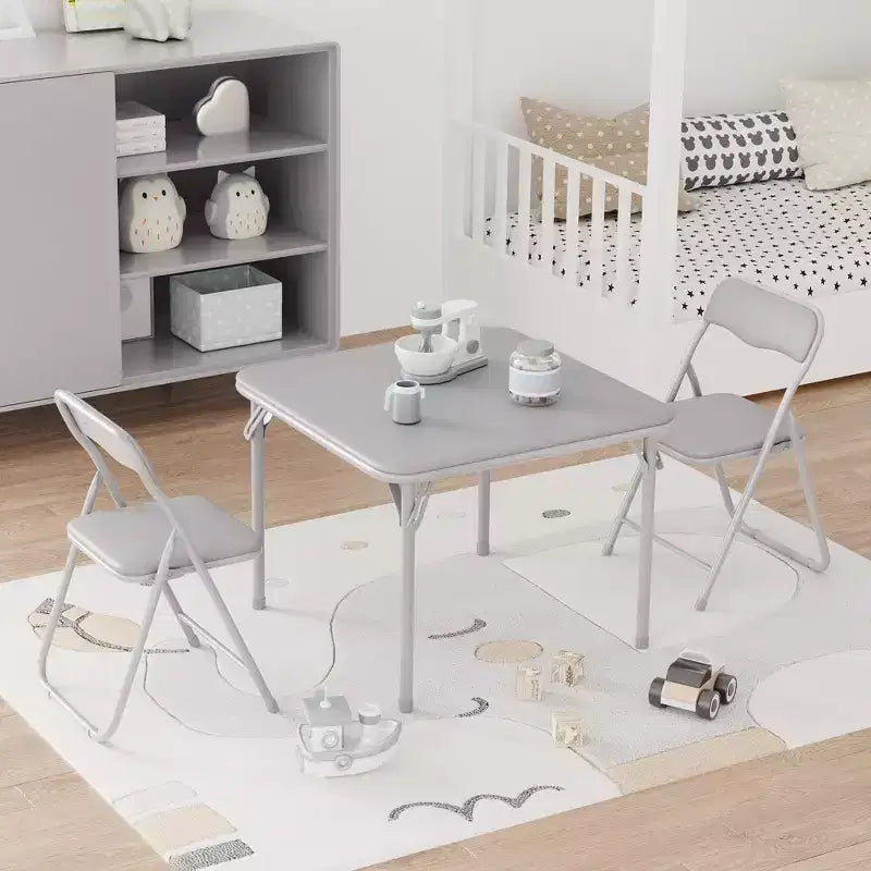 Table pliante et 2 chaises avec revêtement en PU - Parfait pour manger, lire et jouer