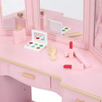 Coiffeuse en bois avec 3 tiroirs et miroir, convient aux 3-9 ans
