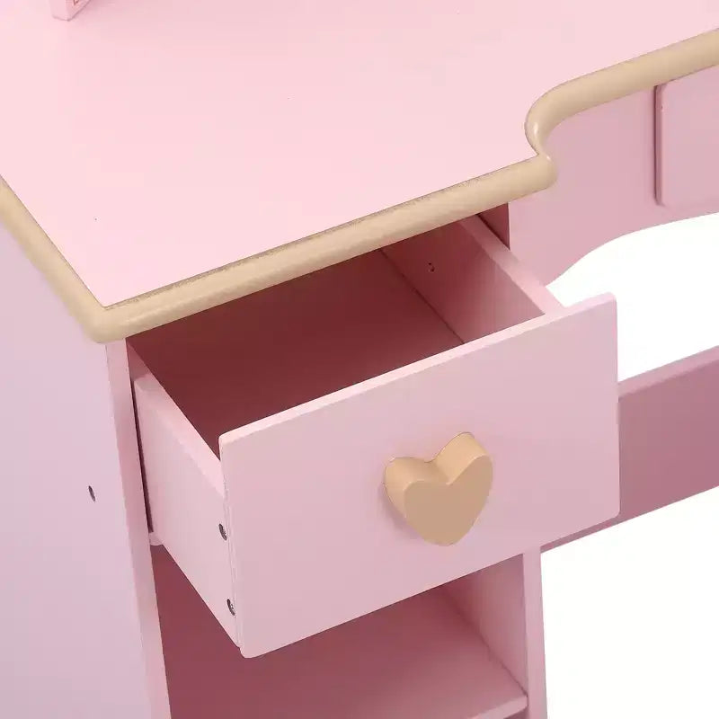 Coiffeuse en bois avec 3 tiroirs et miroir, convient aux 3-9 ans