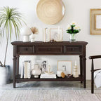 Vintage Console Table with Storage, Narrow Entryway Table with Drawers, Farmhouse Hallway Table with Open Shelf