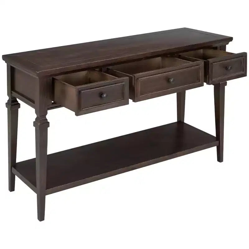 Vintage Console Table with Storage, Narrow Entryway Table with Drawers, Farmhouse Hallway Table with Open Shelf