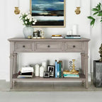 Vintage Console Table with Storage, Narrow Entryway Table with Drawers, Farmhouse Hallway Table with Open Shelf