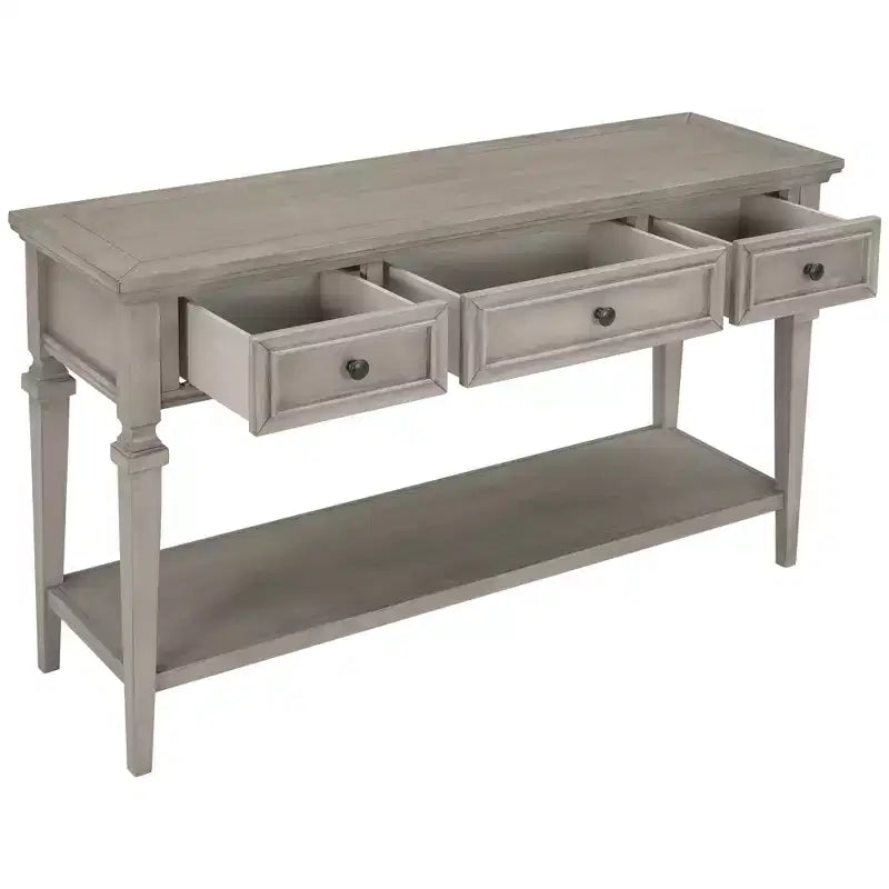 Vintage Console Table with Storage, Narrow Entryway Table with Drawers, Farmhouse Hallway Table with Open Shelf