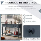 Vintage Console Table with Storage, Narrow Entryway Table with Drawers, Farmhouse Hallway Table with Open Shelf