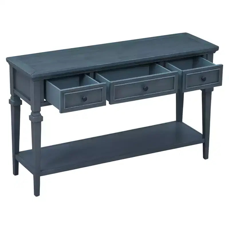 Vintage Console Table with Storage, Narrow Entryway Table with Drawers, Farmhouse Hallway Table with Open Shelf