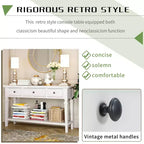 Vintage Console Table with Storage, Narrow Entryway Table with Drawers, Farmhouse Hallway Table with Open Shelf