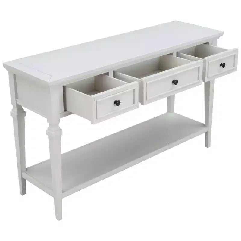 Vintage Console Table with Storage, Narrow Entryway Table with Drawers, Farmhouse Hallway Table with Open Shelf