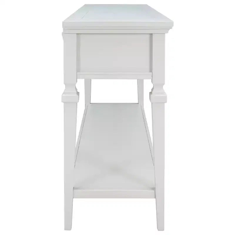 Vintage Console Table with Storage, Narrow Entryway Table with Drawers, Farmhouse Hallway Table with Open Shelf