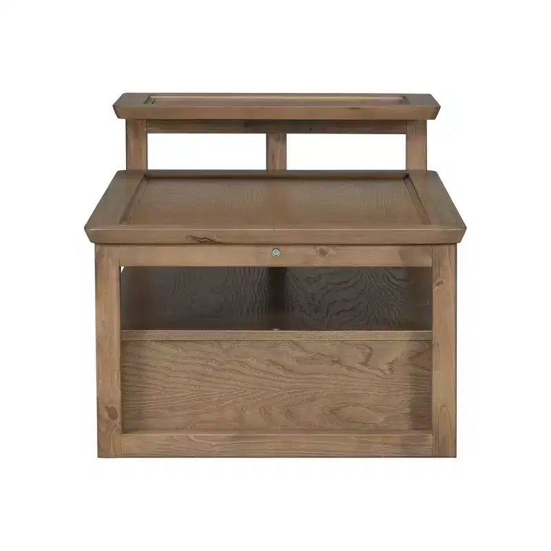 Table basse à 2 niveaux avec tiroir en rotin, table centrale carrée en bois avec étagère de rangement et 2 plateaux pour le salon