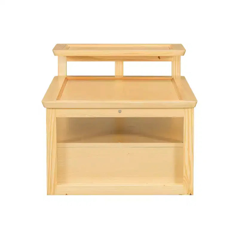 Table basse à 2 niveaux avec tiroir en rotin, table centrale carrée en bois avec étagère de rangement et 2 plateaux pour le salon