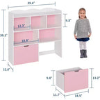 Meuble de rangement pour jouets avec tiroirs amovibles, bibliothèque pour enfants avec roulettes cachées et 5 compartiments ouverts, coffre de rangement multifonctionnel pour salle de jeux