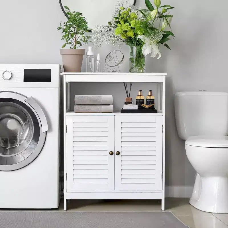 Meuble de salle de bain à deux portes blanc de 80 cm