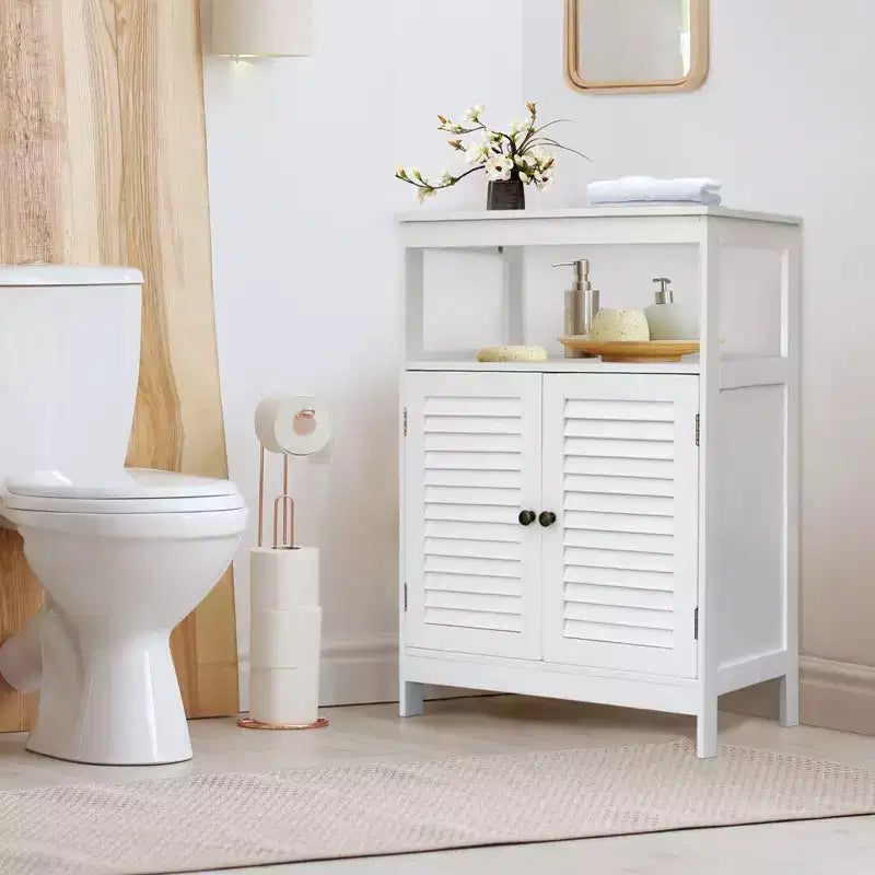 Meuble de salle de bain à deux portes blanc de 80 cm