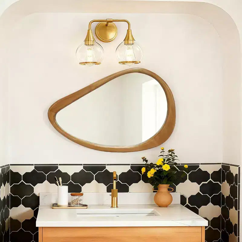 Miroir Mural Irrégulier Goutte d'Eau en Bois Moderne Jenera