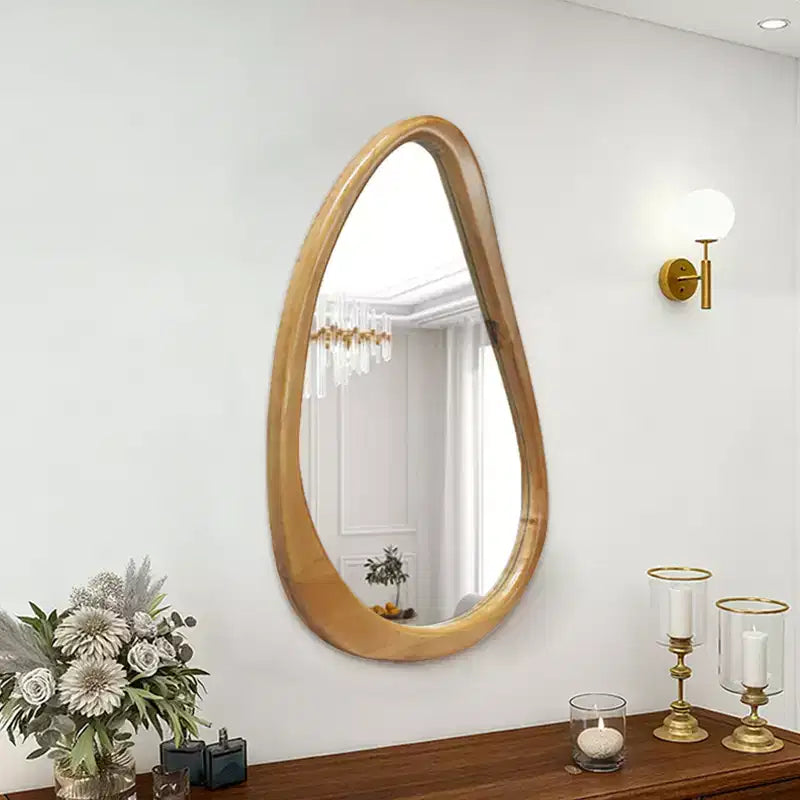 Miroir Mural Irrégulier Goutte d'Eau en Bois Moderne Jenera