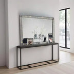 Royal Hampton Dresser Mirror, Crystal Trim Frame, 46 Inch Gray Solid Wood