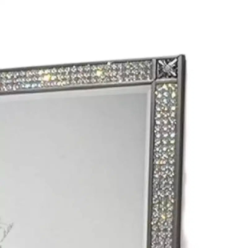 Miroir de commode, cadre en bois massif gris de 46 pouces, garniture en cristal