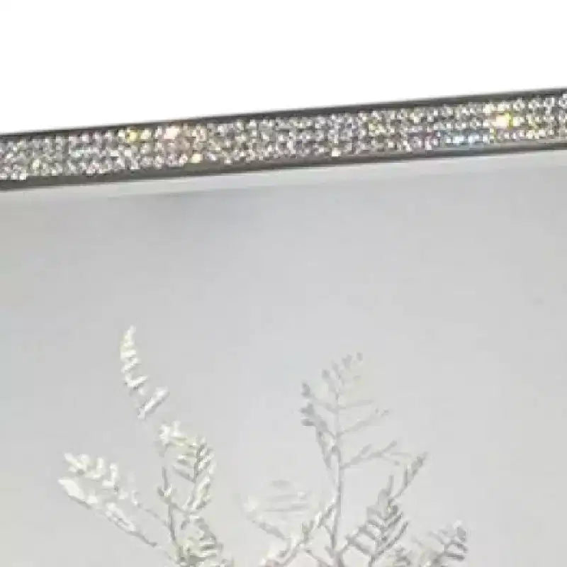 Miroir de commode, cadre en bois massif gris de 46 pouces, garniture en cristal