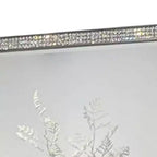 Miroir de commode, cadre en bois massif gris de 46 pouces, garniture en cristal
