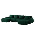 146 Canapé modulable en U, flanelle, 4 places, avec pouf, boucle, aucun assemblage requis, vert
