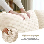 Canapé modulable en forme de L en flanelle 82 places avec pouf et boucle, aucun assemblage requis, couleur crème