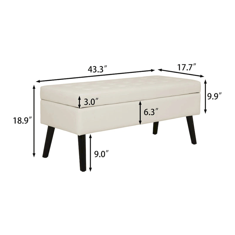 Banc coffre de rangement pour bout de lit et entrée