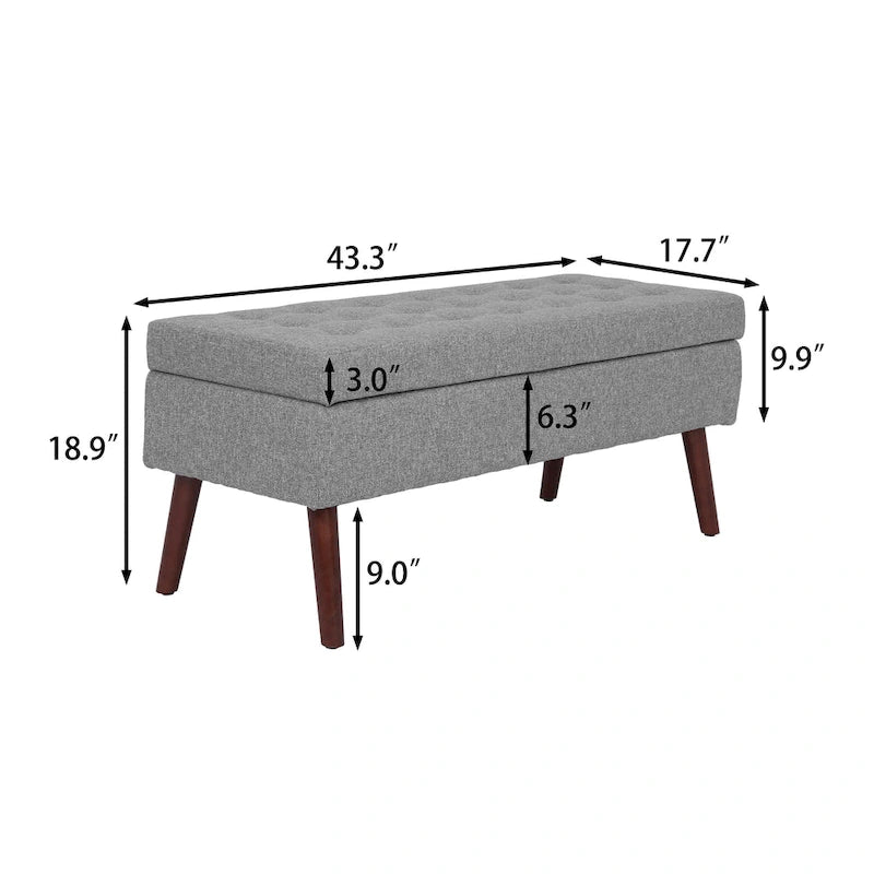 Banc coffre de rangement pour bout de lit et entrée