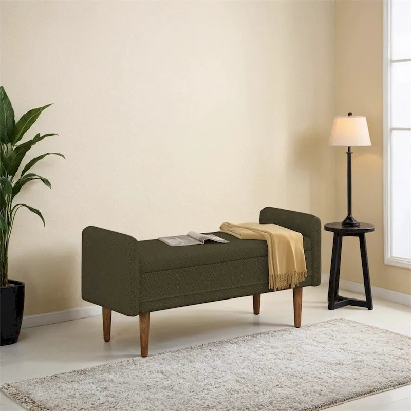 Pouf de rangement en velours Teddy avec espace de rangement