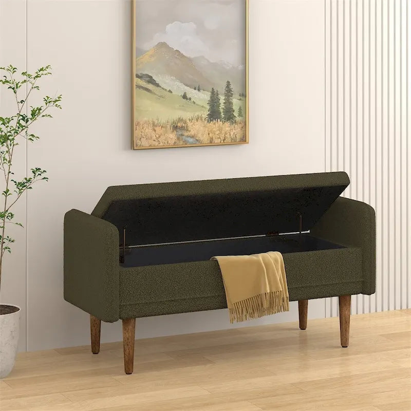 Pouf de rangement en velours Teddy avec espace de rangement