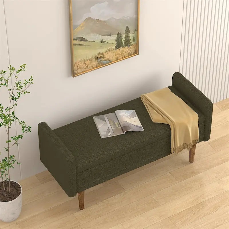 Pouf de rangement en velours Teddy avec espace de rangement