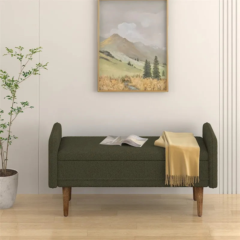 Pouf de rangement en velours Teddy avec espace de rangement