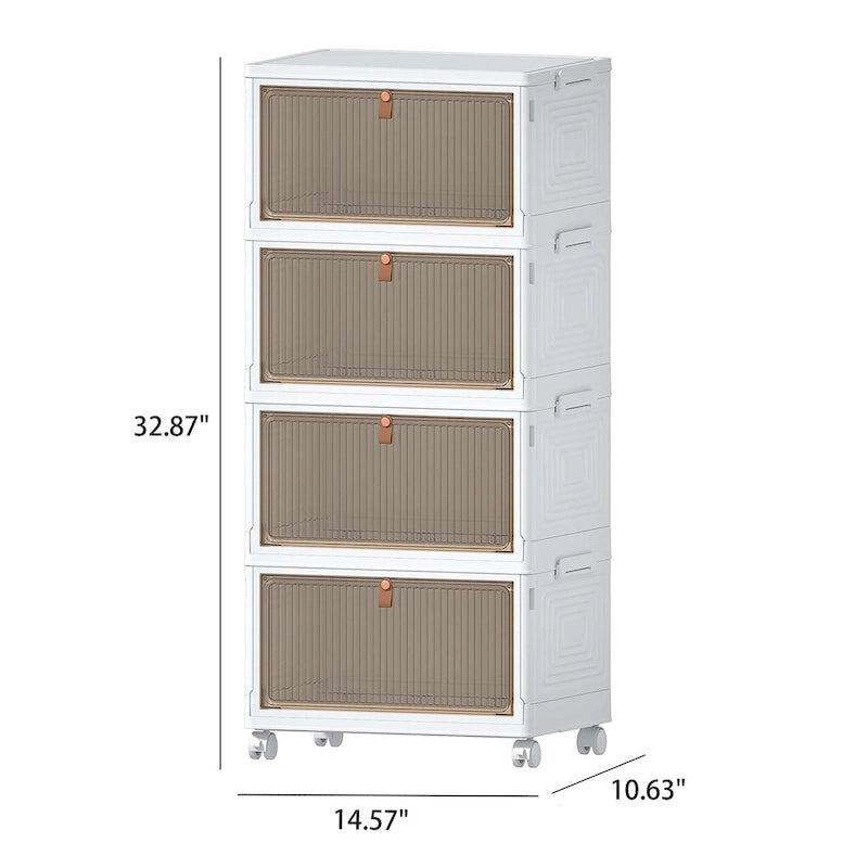 Meuble de rangement de salle de bain à 4 niveaux, bacs de rangement avec couvercle, boîtes de rangement empilables, organisateurs de rangement pliables