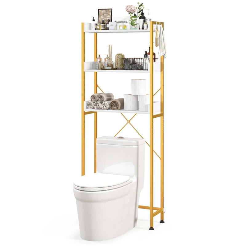Étagère de salle de bain 3 niveaux à poser au-dessus des toilettes, cadre en métal, gain de place