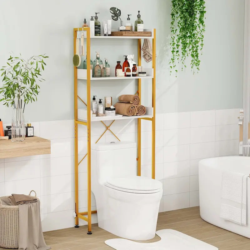 Étagère de salle de bain 3 niveaux à poser au-dessus des toilettes, cadre en métal, gain de place