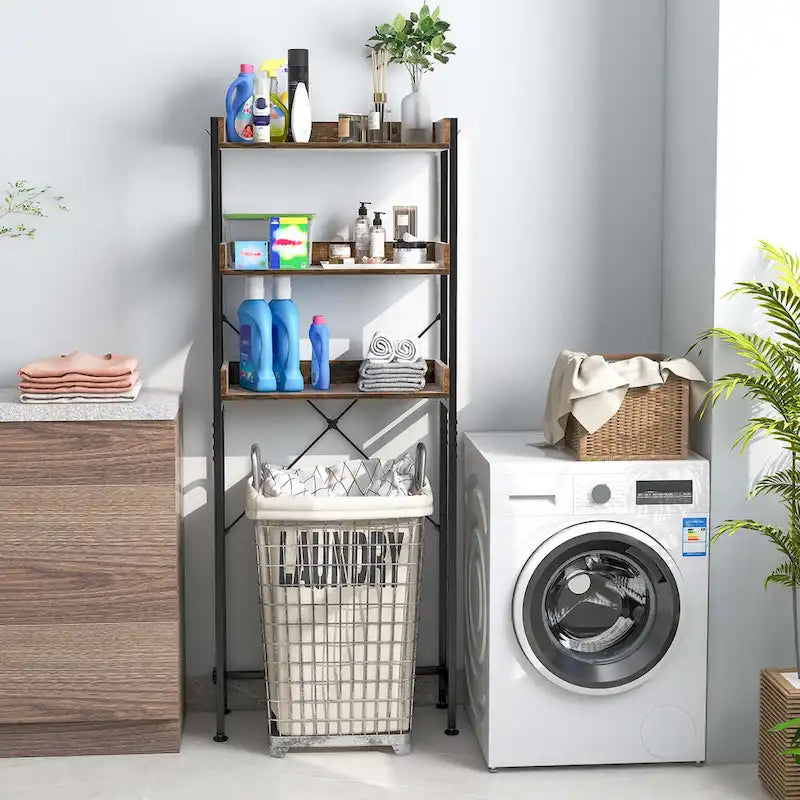 Étagère de salle de bain 3 niveaux à poser au-dessus des toilettes, cadre en métal, gain de place