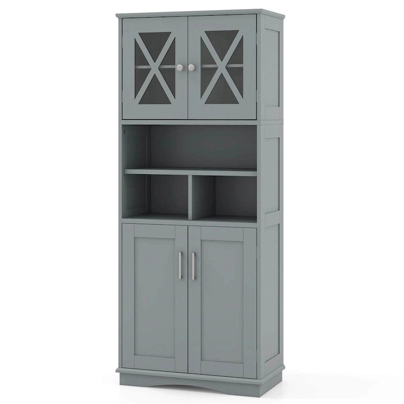 Meuble de salle de bain haut, grande armoire de rangement au sol avec acrylique