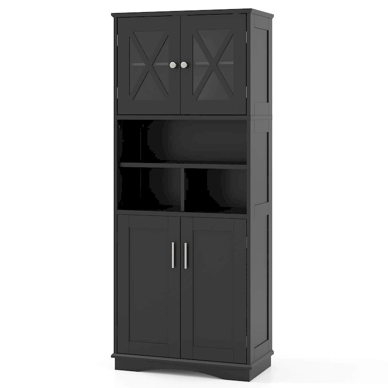 Meuble de salle de bain haut, grande armoire de rangement au sol avec acrylique