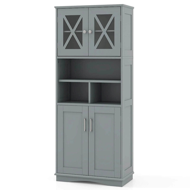 Meuble de salle de bain haut, grande armoire de rangement au sol avec acrylique