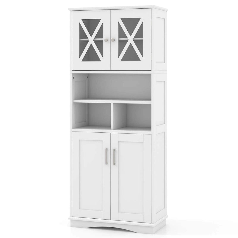Meuble de salle de bain haut, grande armoire de rangement au sol avec acrylique